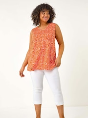 Roman Orange Curve V-Neck Swing Vest Top - Image 2 of 5