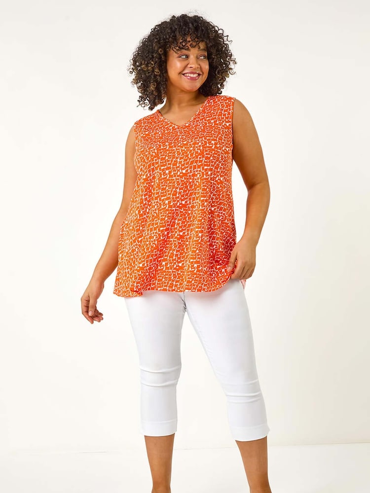 Roman Orange Curve V-Neck Swing Vest Top - Image 2 of 5