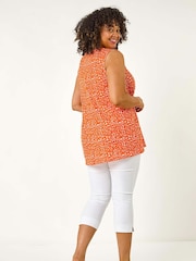 Roman Orange Curve V-Neck Swing Vest Top - Image 3 of 5