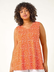 Roman Orange Curve V-Neck Swing Vest Top - Image 4 of 5