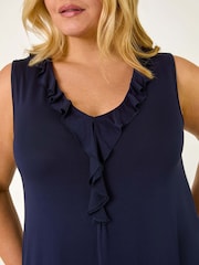 Roman Blue Curve Ruffle Neck Vest Top - Image 5 of 5