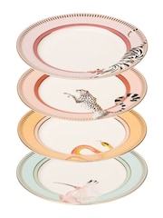 Yvonne Ellen Set of 4 White Animal Print Side Plates - Image 1 of 1