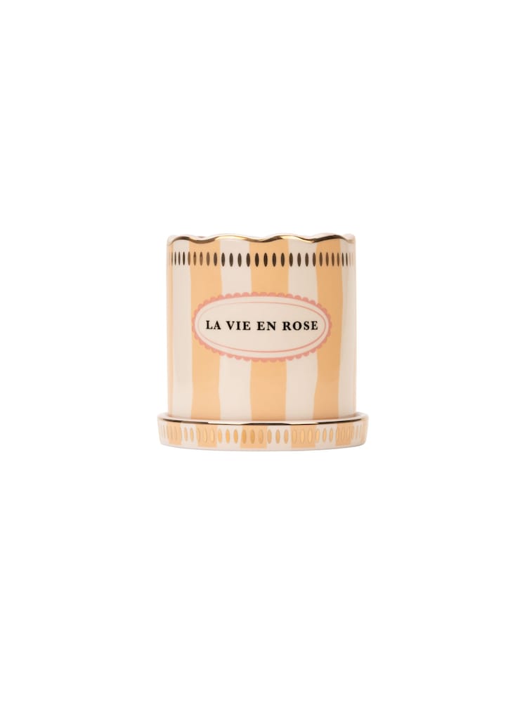 Yvonne Ellen Orange Planter With Saucer Stripe - Image 1 of 4