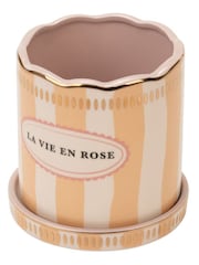 Yvonne Ellen Orange Planter With Saucer Stripe - Image 3 of 4