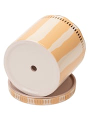 Yvonne Ellen Orange Planter With Saucer Stripe - Image 4 of 4