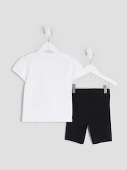 River Island White Girls White Bow T-Shirt and Short Set - Image 2 of 5