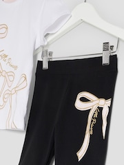 River Island White Girls White Bow T-Shirt and Short Set - Image 3 of 5
