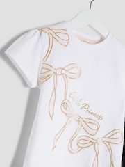 River Island White Girls White Bow T-Shirt and Short Set - Image 4 of 5