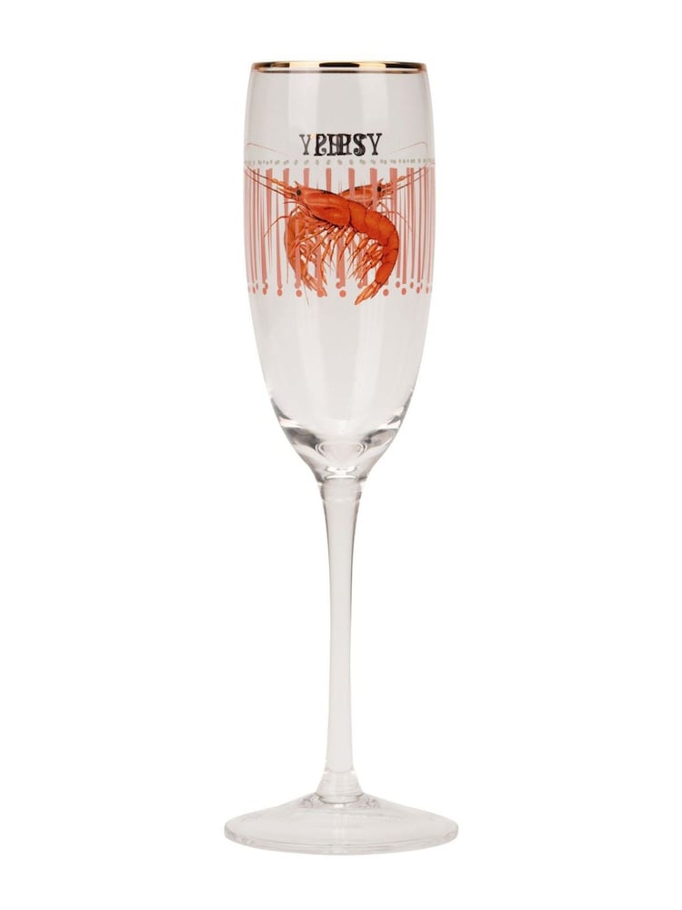 Yvonne Ellen Set of 2 Clear Shrimp Champagne Flutes - Image 1 of 4