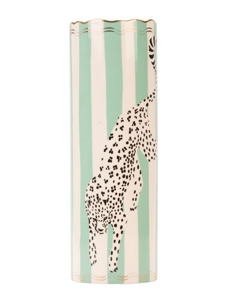 Yvonne Ellen Green Leopard Print Tall Vase - Image 1 of 2