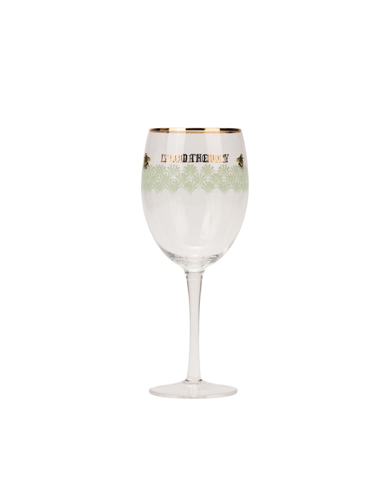 Yvonne Ellen Set of 2 Clear Bee Wine Glasses - Image 1 of 4