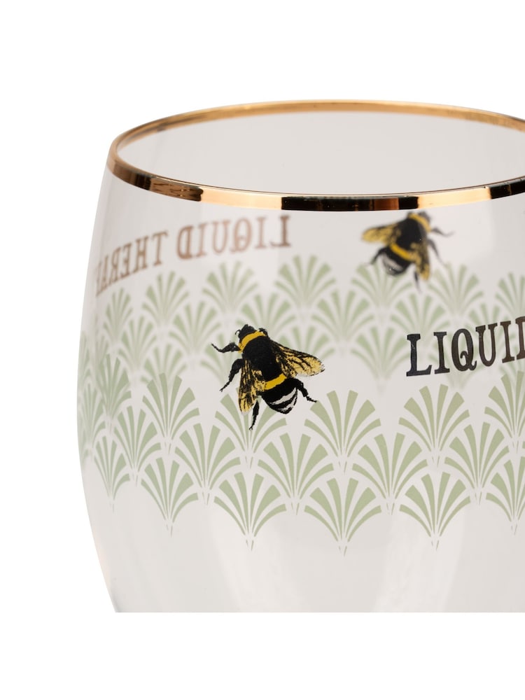 Yvonne Ellen Set of 2 Clear Bee Wine Glasses - Image 4 of 4