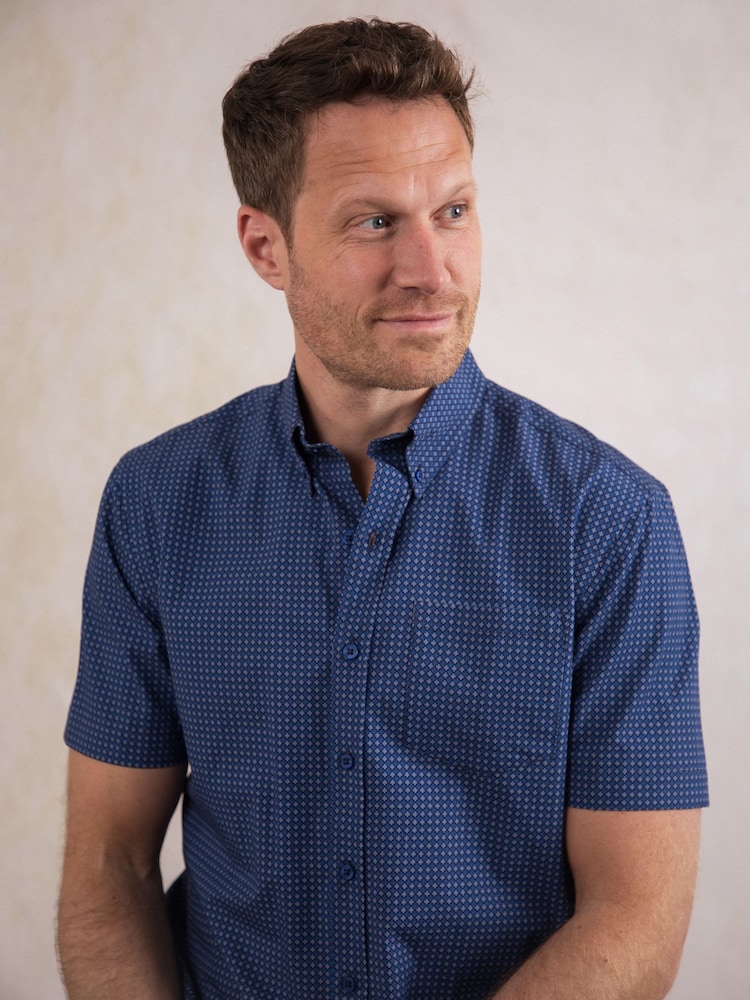 Lakeland Clothing Ashness Short Sleeve 100% Cotton Brown Shirt - Image 4 of 8