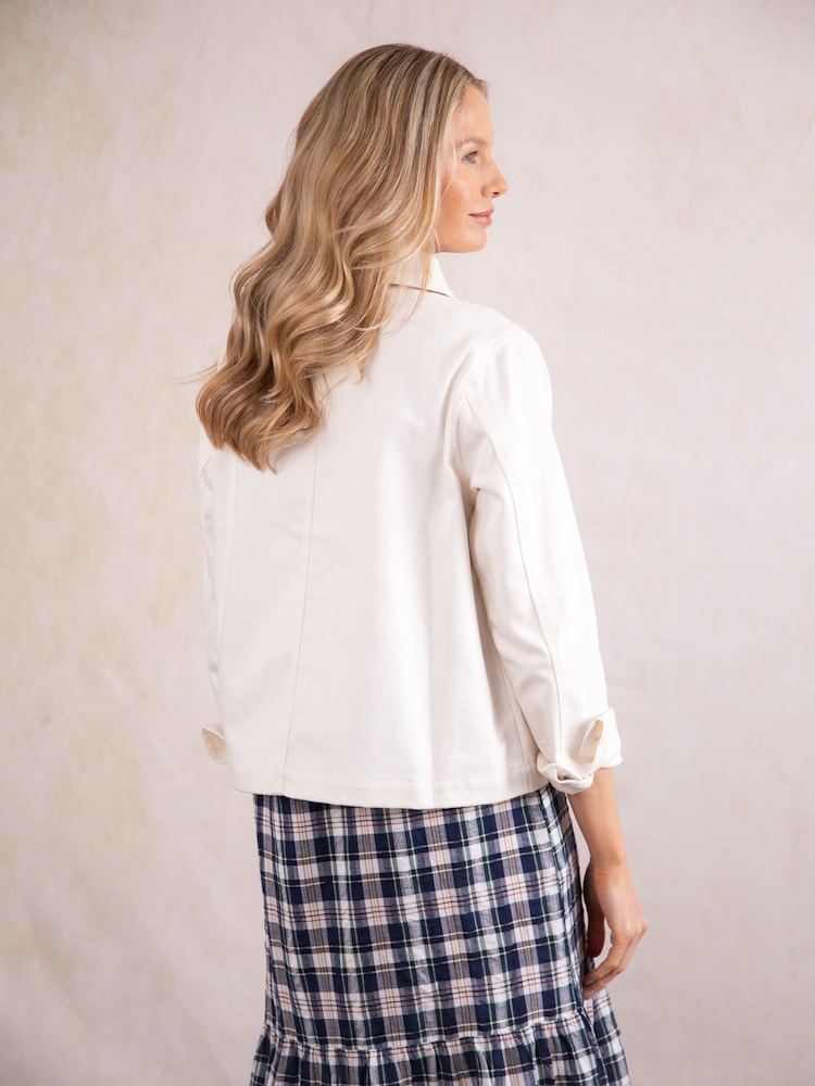 Lakeland Clothing Cream Wendy 100% Cotton Denim Jacket - Image 5 of 8