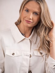 Lakeland Clothing Cream Wendy 100% Cotton Denim Jacket - Image 7 of 8