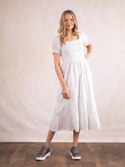 Платье миди белого цвета Lakeland Clothing Ava 100% из хлопка - Image 1 of 7