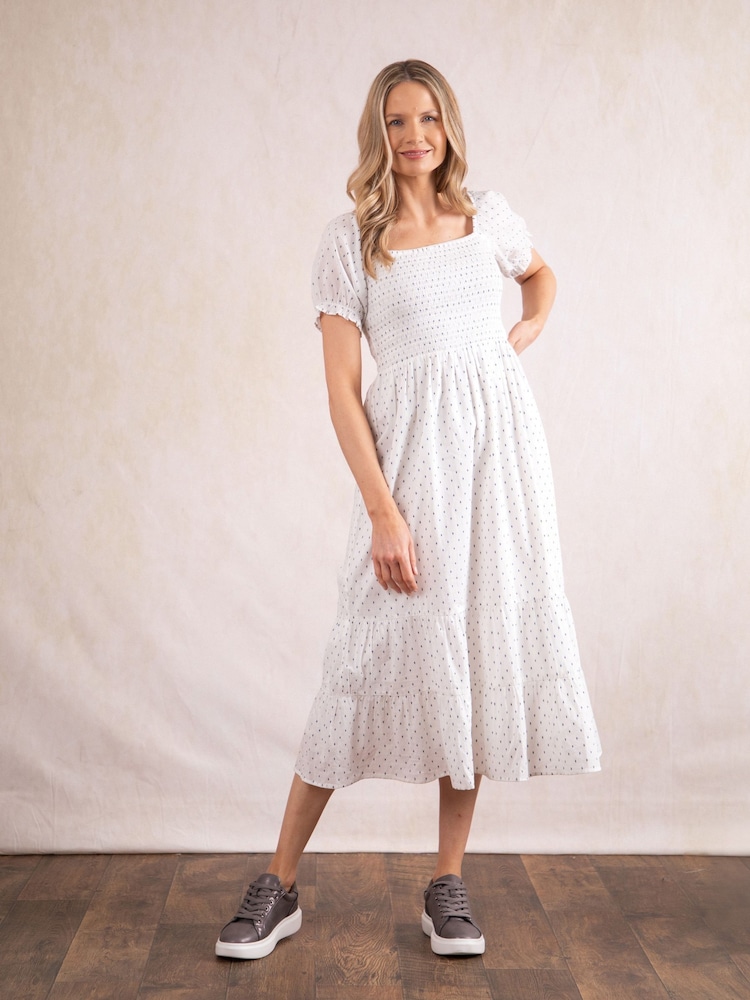 Платье миди белого цвета Lakeland Clothing Ava 100% из хлопка - Image 1 of 7