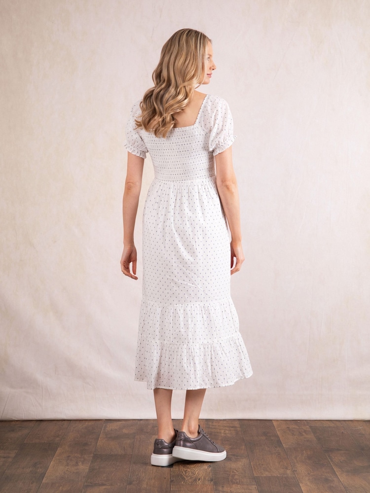 Lakeland Clothing Ava 100% Cotton White Midi Dress - Image 4 of 7