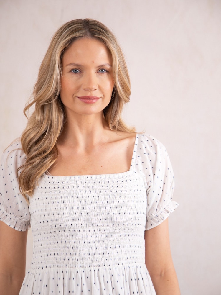 Lakeland Clothing Ava 100% Cotton White Midi Dress - Image 6 of 7