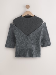 Grey Multi Layer Ribbed Ballet Wrap Cover-Up - Image 7 of 9