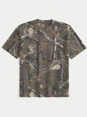 Hollister Green Acid Wash Camo Crew Neck Boxy 100% Cotton T-Shirt - Image 3 of 3