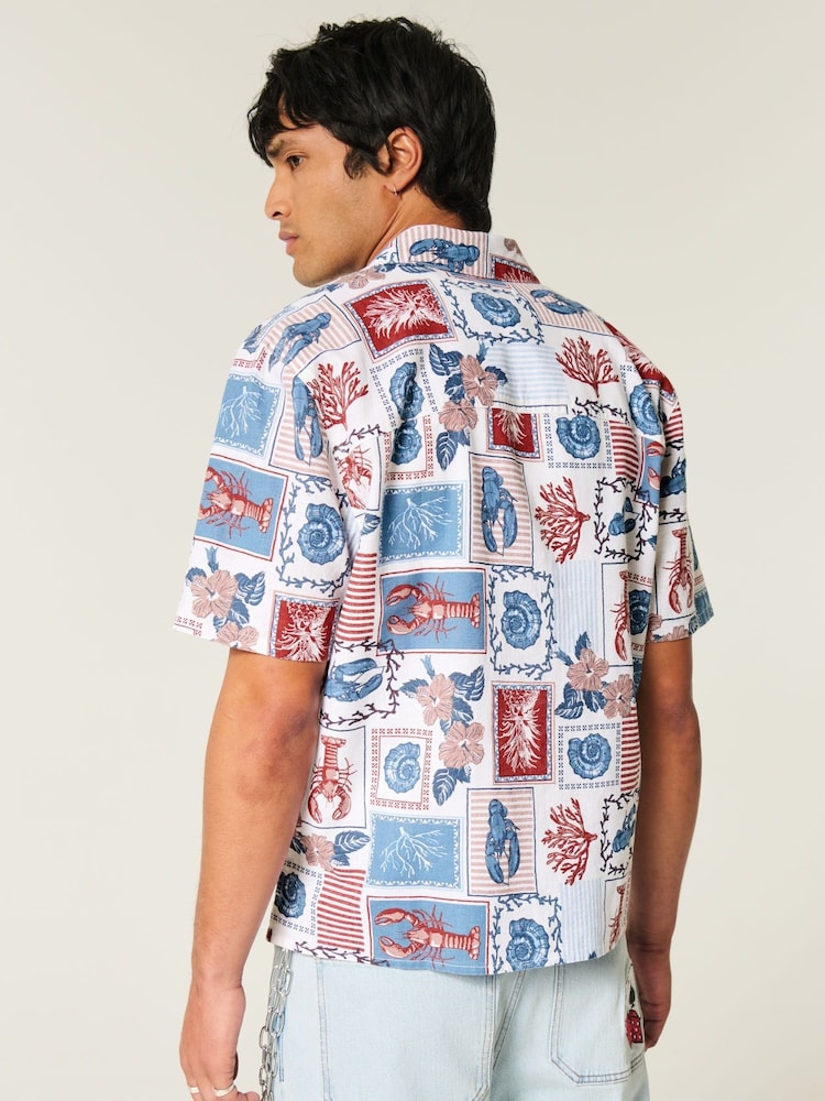 Hollister Graphic Print Linen Short Sleeve Shirt - Image 2 of 4