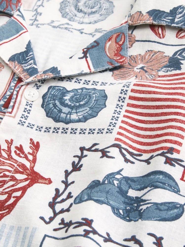 Hollister Graphic Print Linen Short Sleeve Shirt - Image 4 of 4