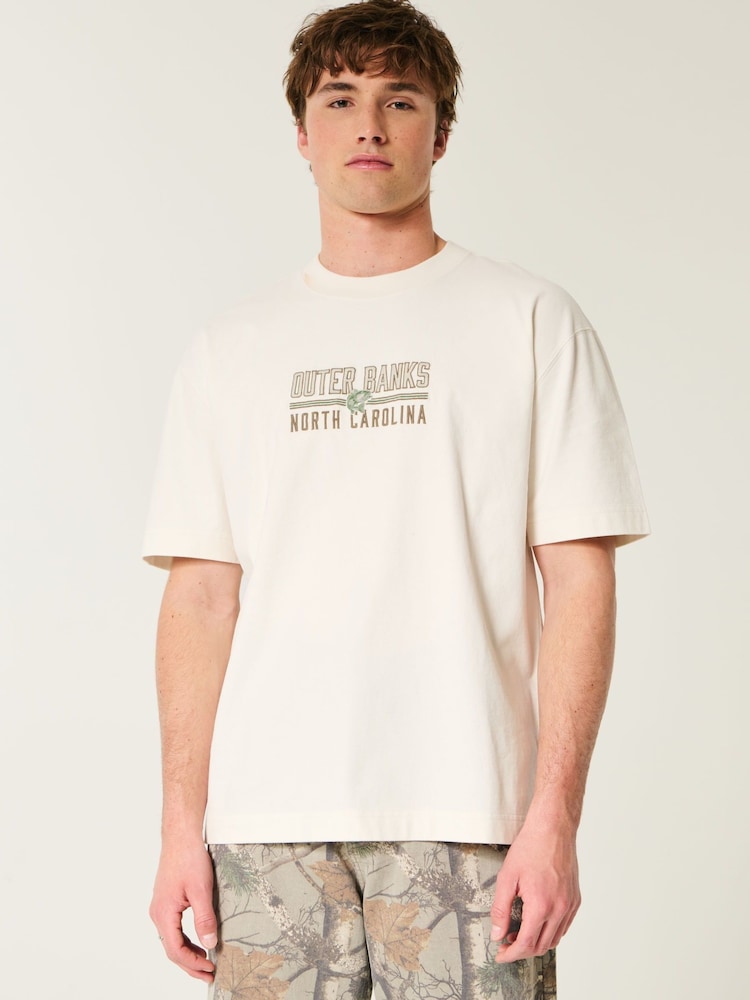 Hollister Heavy Weight Boxy Short Sleeve Destination Graphic Print 100% Cotton T-Shirt - Image 1 of 6