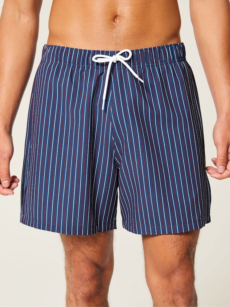 Hollister Blue Seersucker Stripe Swim Shorts - Image 1 of 5