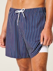 Hollister Blue Seersucker Stripe Swim Shorts - Image 2 of 5