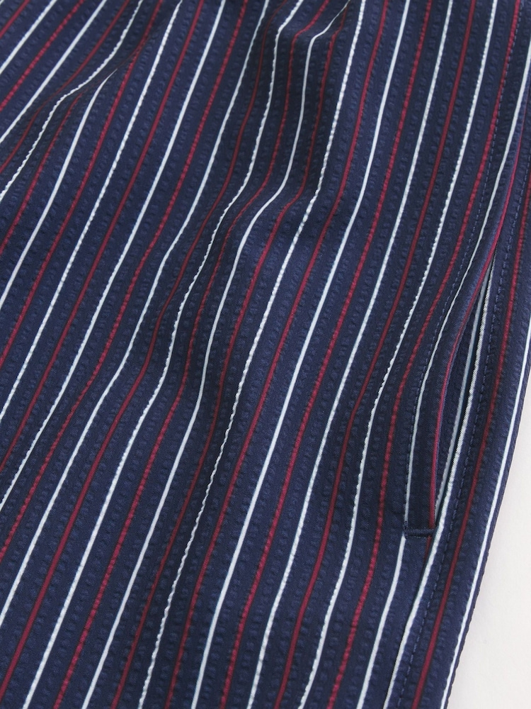 Hollister Blue Seersucker Stripe Swim Shorts - Image 5 of 5