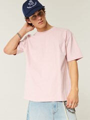 Hollister Crew Neck Boxy 100% Cotton Pink T-Shirt - Image 1 of 3