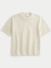 Hollister Cream Lightweight Knitted T-Shirt - Image 4 of 5