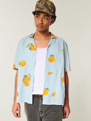 Hollister Graphic Print Linen Short Sleeve Shirt - Image 1 of 5