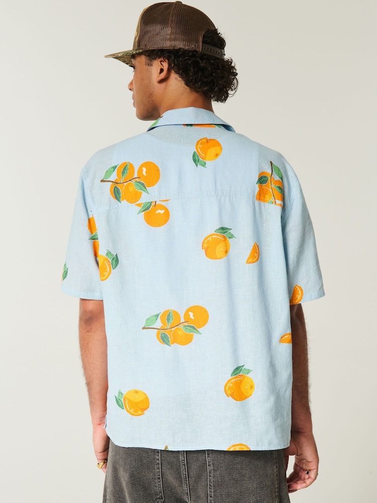 Hollister Graphic Print Linen Short Sleeve Shirt - Image 2 of 5