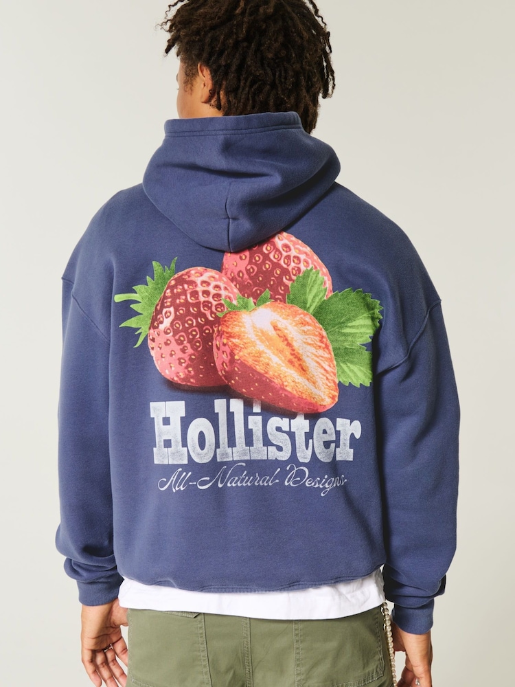 Hollister Blue Graphic Print Hoodie - Imagen 2 de 4