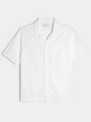 Hollister Textured Button Down Seersucker Short Sleeve White Shirt - Image 3 of 4