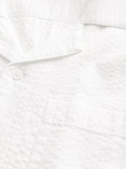 Hollister Textured Button Down Seersucker Short Sleeve White Shirt - Image 4 of 4