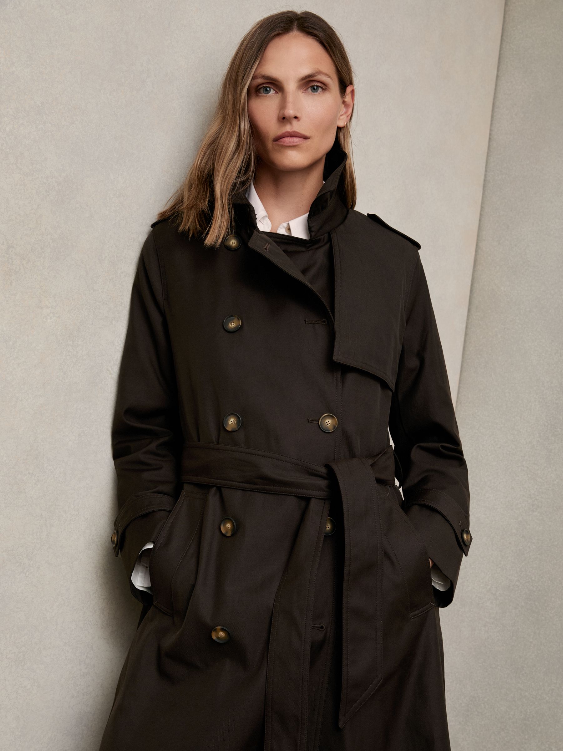 Buy Reiss Chocolate Brown Azura Hooded Insert Trench Coat from