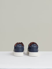 Reiss Navy Blue Lane Leather Elasticated-Lace Trainers - Image 3 of 4
