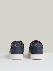 Reiss Navy Blue Cruz Grained Leather Elasticated Lace Trainers - Image 6 of 6