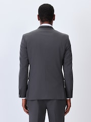 Charcoal Grey Skinny Fit Inset Lapel Detail Tuxedo Suit Jacket - Image 3 of 10