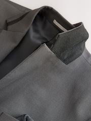 Charcoal Grey Skinny Fit Inset Lapel Detail Tuxedo Suit Jacket - Image 7 of 10