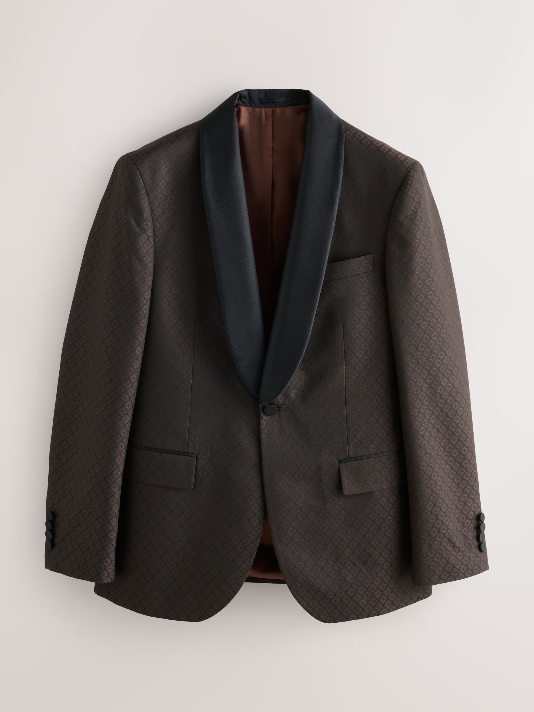 Next：日本 ブラウン - スリムフィット ジャカード タキシード スーツ