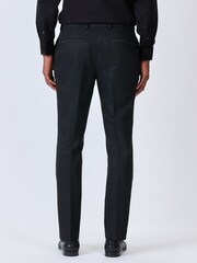 Black Slim Fit Jacquard Design Suit Trousers - Image 3 of 9