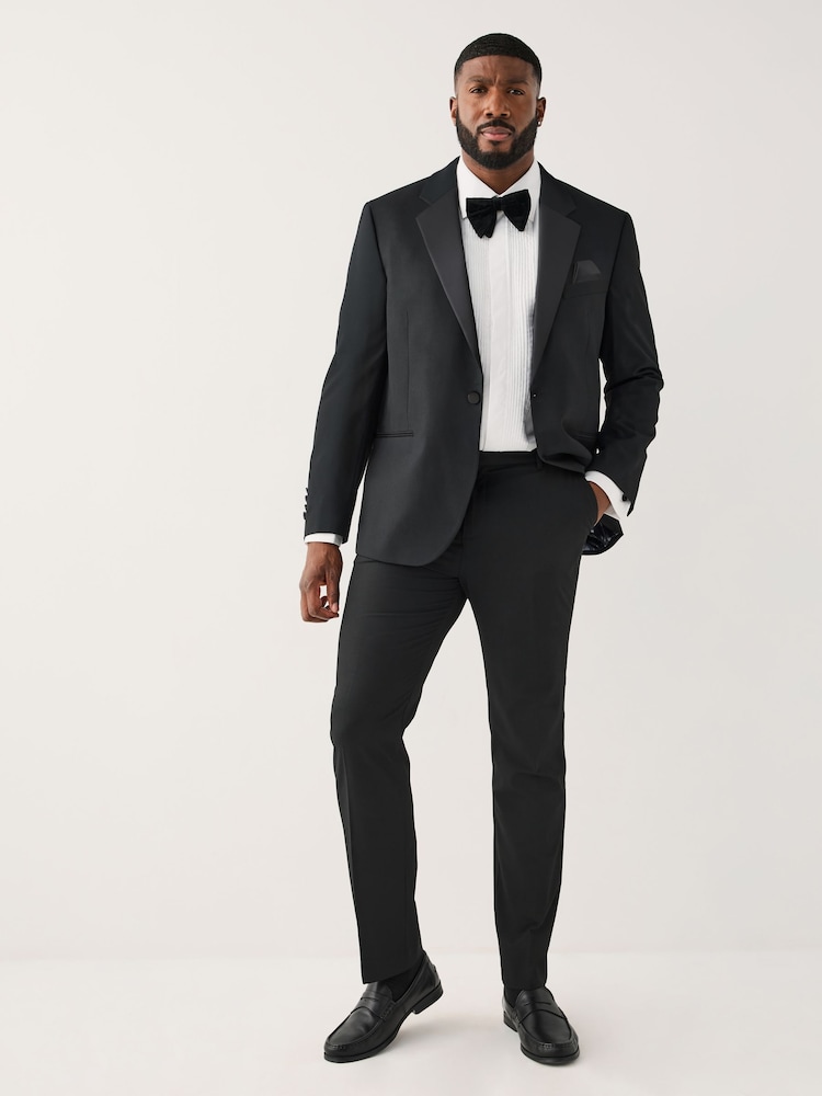 Black Muscle Fit Motionflex Stretch Tuxedo Suit Jacket - Image 4 of 4