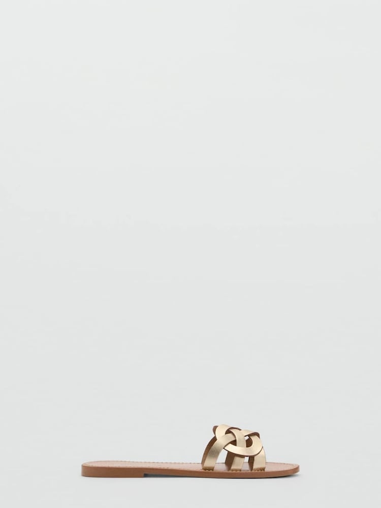 Mango Gold Crossover Leather Sandals - Image 1 of 4