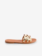 Mango Gold Crossover Leather Sandals - Image 2 of 4