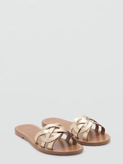Mango Gold Crossover Leather Sandals - Image 3 of 4