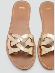 Mango Gold Crossover Leather Sandals - Image 4 of 4